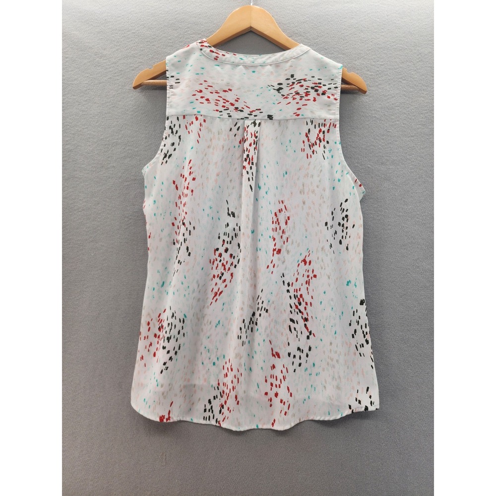 Apt. 9 Women Large White Abstract Print Sleeveless Quarter Zip High Low Blouse - Picture 6 of 14
